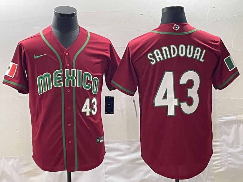 Men 2023 World Cub Mexico #43 Sandoual Red Nike MLB Jersey3